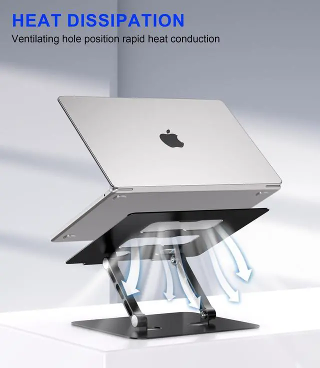 Alt view image 2 of 5 - YTech Adjustable Laptop Stand,Ergonomic Foldable Notebook Computer Holder.Compatible with MacBook iPad Dell HP Lenovo ThinkPad Acer ASUS Samsung and More 10-17" Laptops Tablets,Black