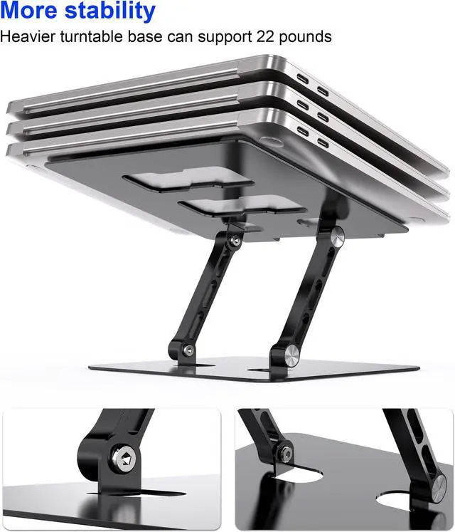 Alt view image 4 of 5 - YTech Adjustable Laptop Stand,Ergonomic Foldable Notebook Computer Holder.Compatible with MacBook iPad Dell HP Lenovo ThinkPad Acer ASUS Samsung and More 10-17" Laptops Tablets,Black