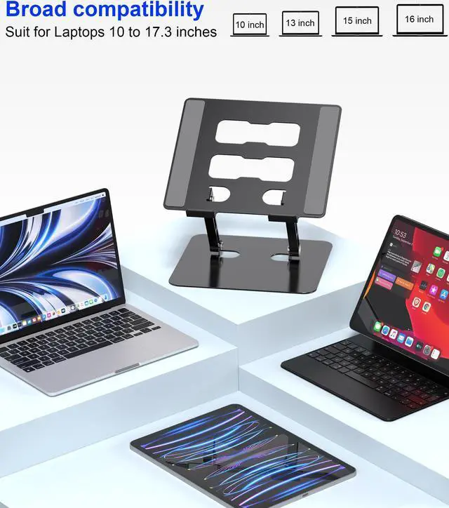 Alt view image 5 of 5 - YTech Adjustable Laptop Stand,Ergonomic Foldable Notebook Computer Holder.Compatible with MacBook iPad Dell HP Lenovo ThinkPad Acer ASUS Samsung and More 10-17" Laptops Tablets,Black