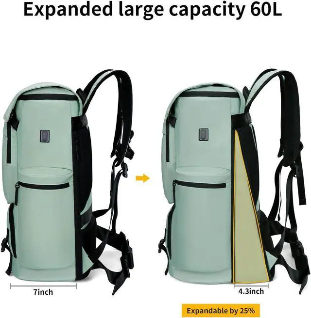 Alt view image 4 of 5 - FENGDONG Travel Backpack TSA Friendly Flight Approved Carry on Backpack Nylon Water-resistant Business Large Weekender Bag Casual Daypack 17.3" Laptop Computer Backpack for Men Women(Light Green)