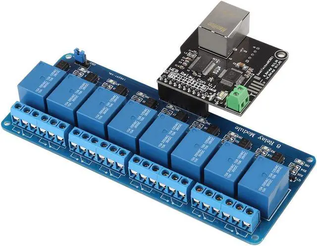 Alt view image 3 of 5 - Ethernet Control Module LAN WAN Network Web Server RJ45 Port and 8 Channel Relay Controller Board