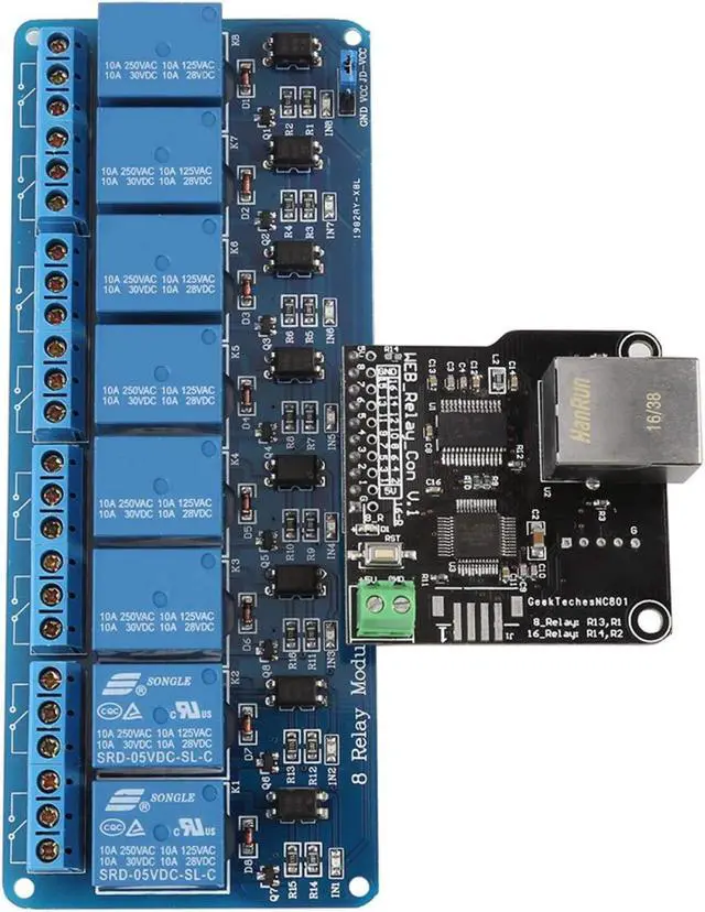 Alt view image 5 of 5 - Ethernet Control Module LAN WAN Network Web Server RJ45 Port and 8 Channel Relay Controller Board