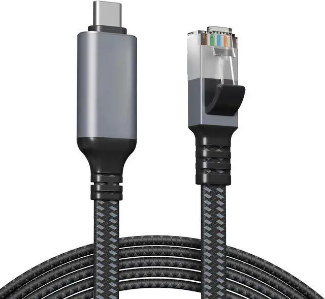 Main image of USB C to Ethernet Cable 50 FT, Gigabit Network, Flat Type C to RJ45 LAN Cord, Directly Connected, Thunderbolt 3/4 Compatible, for MacBook Pro/Air, iPhone 15, iPad Pro, Galaxy, Smartphone, Laptop, PC