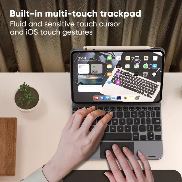 Alt view image 2 of 5 - doqo iPad mini 7 & Mini 6 Keyboard case for 8.3-inch 6th 2021/7th 2024 Generation, Touchpad Wireless Backlit Keyboard, Magnetic Floating Cantilever Stand Protective Cover Folio Aluminum Alloy Gray