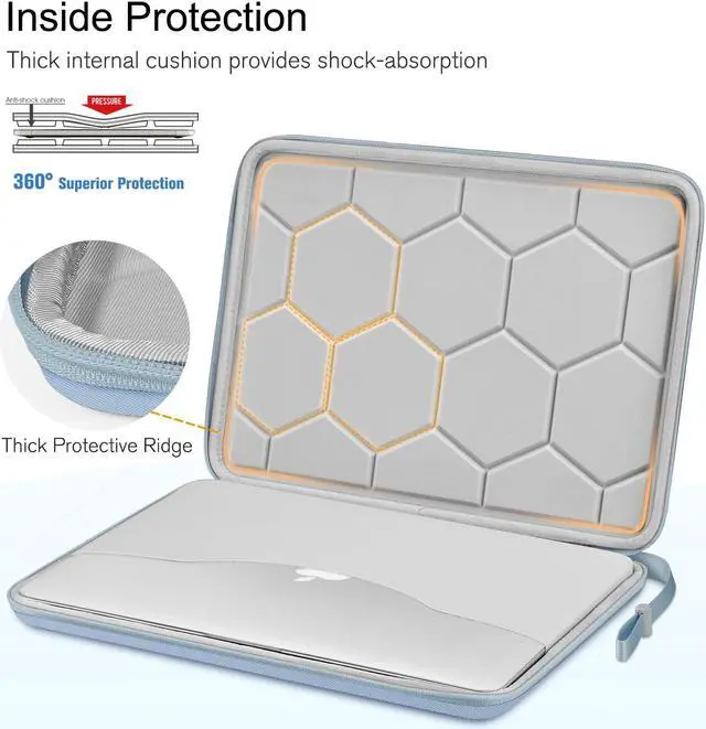 Alt view image 4 of 5 - FINPAC 13-inch Hard Laptop Sleeve Case Ice Blue + Travel Electronic Bag Pink