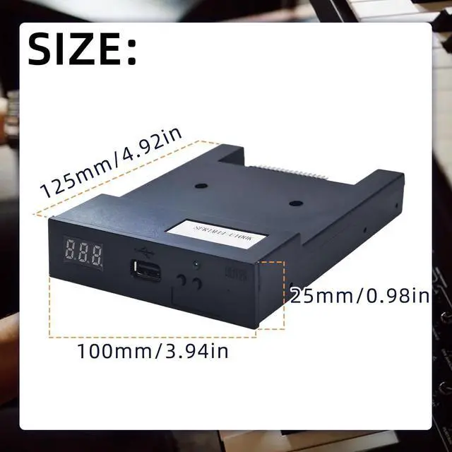 Alt view image 2 of 5 - USB Floppy Drive Emulator, SFR1M44-U100K 3.5 Inch 1.44MB SSD Simulation Floppy Disk Drive Emulator Plug, Flash Disk Floppy Drive Emulator and CD Screws for Musical Keyboad(Black)