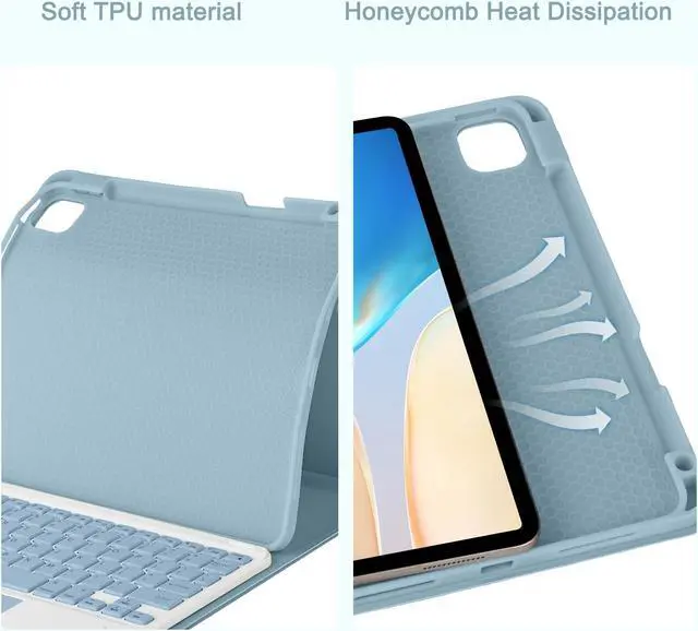 Alt view image 5 of 5 - Eisuiyi Keyboard Case for iPad 10th gen 10.9inch 2022/ iPad (A16) 11th gen 11inch 2025, Detachable Touchpad BT Keyboard, Magentic Protective Cover with Pencil Holder, Full Protection, Blue