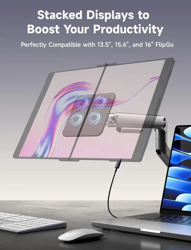 Alt view image 3 of 5 - JSAUX Snap VESA Adapter FlipGo 16" & 15.6" Lite Portable Monitor Dual Screen