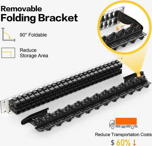 Alt view image 2 of 5 - PBAEGAV Patch Panel 48 Port with 48 Pcs Cat6 Keystone JackEC Listed UTP 10G Support with Removable Back Bar 1U Network Patch Panel 19 Inch for Cat6,Cat5e,Cat5 (CAT6, 1U48Port)