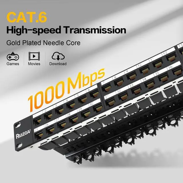 Alt view image 4 of 5 - PBAEGAV Patch Panel 48 Port with 48 Pcs Cat6 Keystone JackEC Listed UTP 10G Support with Removable Back Bar 1U Network Patch Panel 19 Inch for Cat6,Cat5e,Cat5 (CAT6, 1U48Port)
