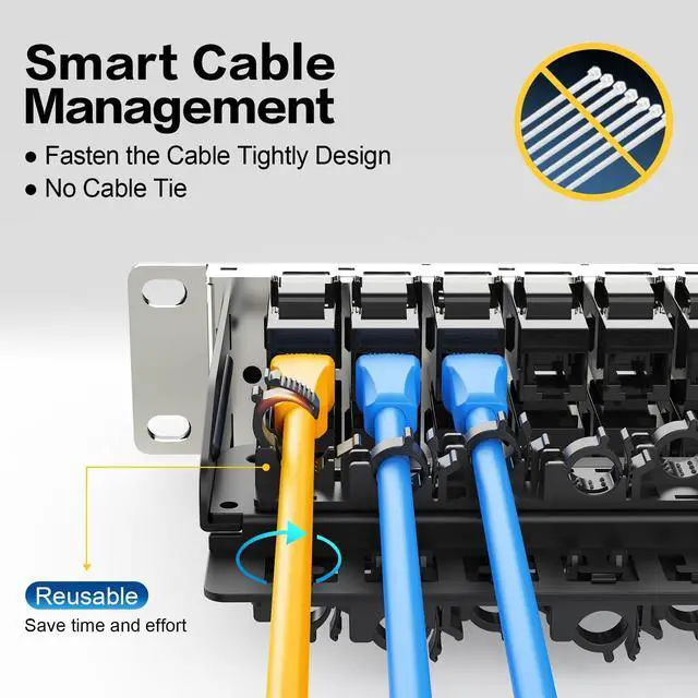 Alt view image 3 of 5 - PBAEGAV Patch Panel 48 Port with 48 Pcs Cat6 Keystone JackEC Listed UTP 10G Support with Removable Back Bar 1U Network Patch Panel 19 Inch for Cat6,Cat5e,Cat5 (CAT6, 1U48Port)