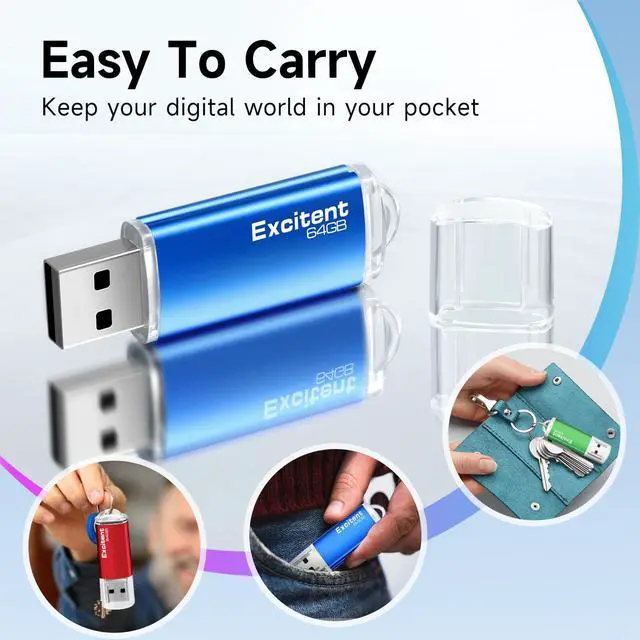 Alt view image 5 of 5 - 64GB USB Flash Drive 10 Pack with 20 Stickers,USB Drives 64GB, Fast Transfer USB Memory Stick,USB 2.0 Pen Drive/Thumb Drives/Zip Drive/Jump Drive for Photo (Mixed Colors)