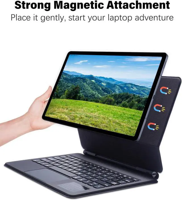 Alt view image 3 of 5 - DUNNO Keyboard Case for Samsung Galaxy Tab 12.4 Inch S10+ Plus/S9+ Plus/S9 FE+/S8+ Plus/S7 FE/S7+ Plus, Magnetic Keyboard Case with Floating Cantilever Stand, Multi-Touch Trackpad, Backlit (Black)