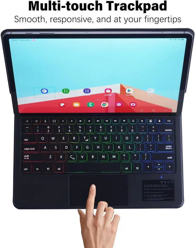 Alt view image 4 of 5 - DUNNO Keyboard Case for Samsung Galaxy Tab 12.4 Inch S10+ Plus/S9+ Plus/S9 FE+/S8+ Plus/S7 FE/S7+ Plus, Magnetic Keyboard Case with Floating Cantilever Stand, Multi-Touch Trackpad, Backlit (Black)
