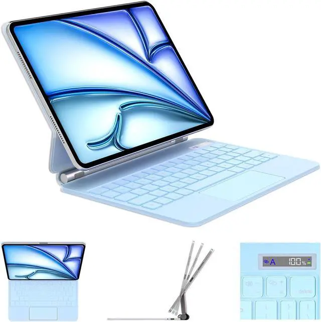 Main image of DVWDVW Keyboard Case for iPad Air 11 inch (M2) 2024 & iPad Pro 11 inch (4th/3rd/2nd/1st Generation), Magic Keyboard for Air 5th/4th Gen,Multi-Touch Trackpad,7 Colors Backlight (Blue)