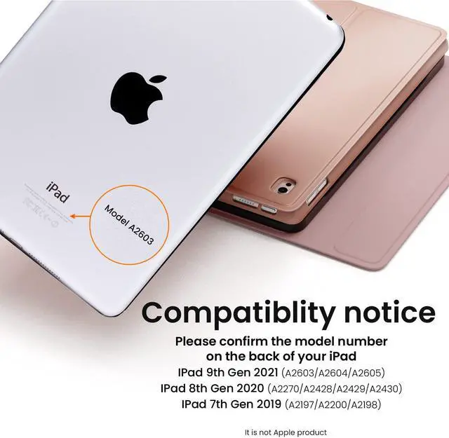 Alt view image 3 of 5 - EVEO iPad Case with Keyboard 10.2'' - iPad 9th Generation Case with Keyboard - for iPad Case 9th Generation/8th Gen/7th iPad Keyboard case 9th Generation iPad case, Built-in Pencil Holder-Rose Gold