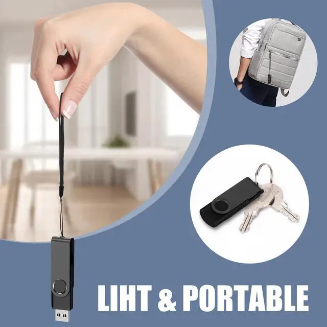 Alt view image 4 of 5 - EASTBULLUSB Flash Drive Bulk 2GB 200 Pack with Lanyards USB 2.0 Thumb Drive Bulk Memory Stick Swivel Pen Drive for Storage and Backup 2GB 200 Pack, Black