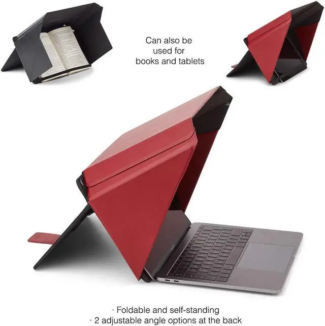 Alt view image 3 of 5 - Philbert Danish Design 4-in-1 Laptop Sun Shade Lux Hood - Screen Shade, Privacy Screen, Heat Protection, Contrast Enhancement - Fits 12"/13"/14" Laptops, Self-Standing Cover with Pocket - Red