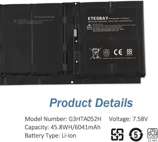 Alt view image 5 of 5 - ETESBAY G3HTA038H Laptop Battery Replacement for Microsoft Surface Pro 5th Model 1796/2017 Surface Pro 6 Model 1807/1809/1796/2018 Core i5 i7 m3 FJU-00001 FKG-00001 FKJ-00001 Series DYNM02 with Tools