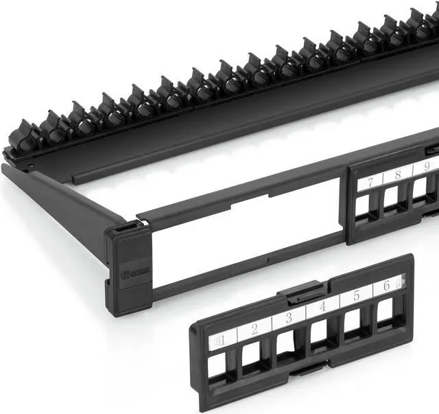 Alt view image 2 of 5 - Everest Media Solutions Bundle - 2 Items: 24-Port Keystone Patch Panel + 24 Pack of RJ45 CAT6 Keystone Couplers - Black