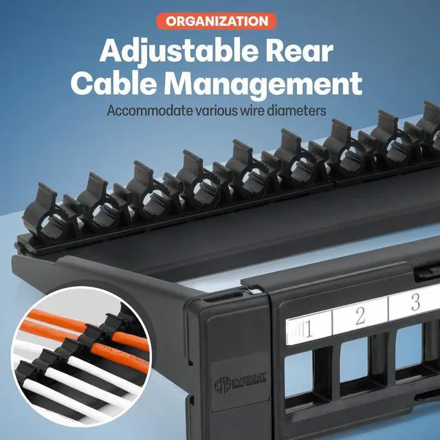 Alt view image 5 of 5 - Everest Media Solutions Bundle - 2 Items: 24-Port Keystone Patch Panel + 24 Pack of RJ45 CAT6 Keystone Couplers - Black