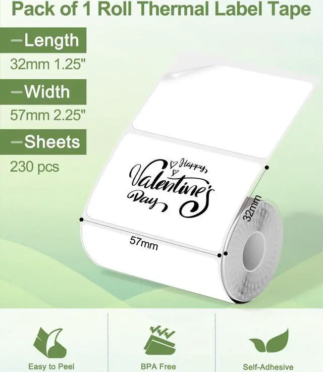 Alt view image 4 of 5 - Phomemo M220 Label Maker Purple & 1 Roll White Thermal Label 2.25"x1.25"(57x32mm), Upgrade 3 Inch Barcode Portable Printer, for Office & Small Business, Compatible with Phones&PC