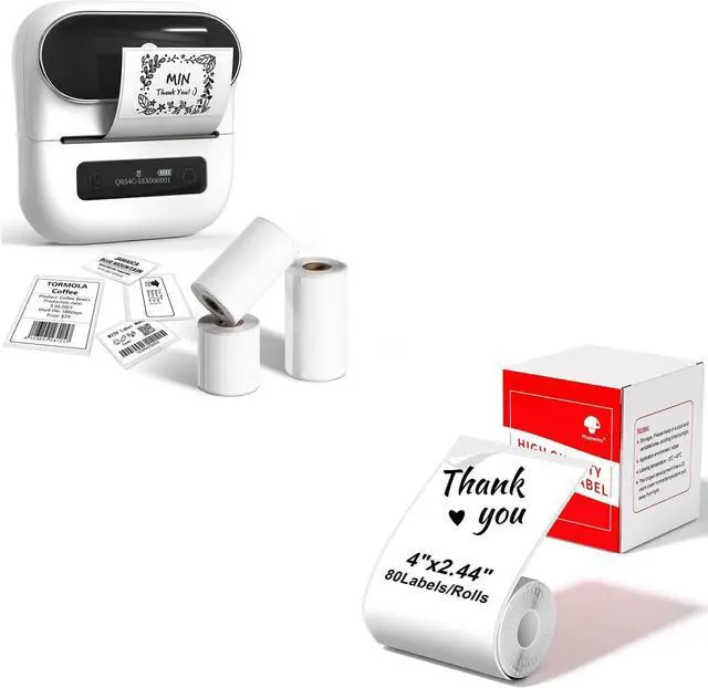 Main image of Phomemo M220 Label Maker & 4 Roll Label, 3.14 Inch Bluetooth Thermal Label Printer for Barcode, Address, Labeling, Mailing, File Folder Label, Easy to Use, Support Smartphone, Tablet&PC