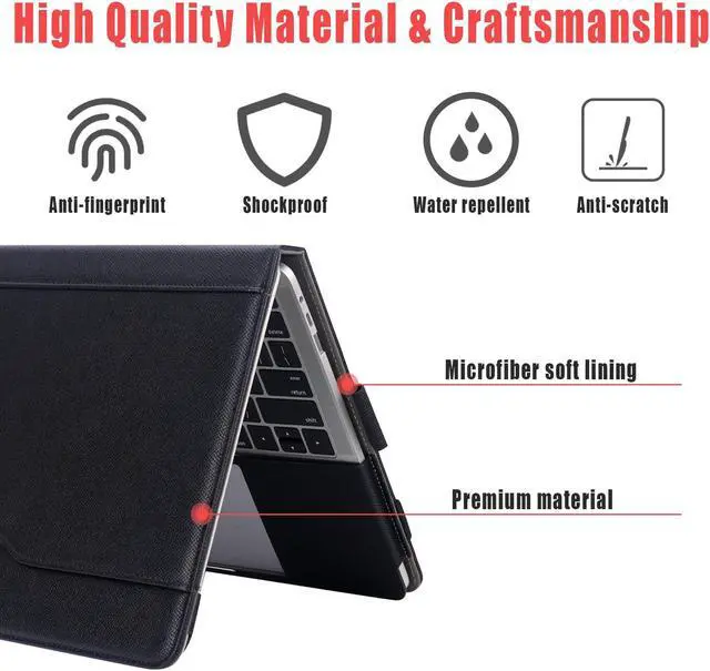 Alt view image 5 of 5 - Compatible with Air Case 13 Inch Case, PU Leather Air Case Fits for Model M1 A2337 A2179 A1932 2018-2021, with Kickstand Vents Pocket and Pen Holder