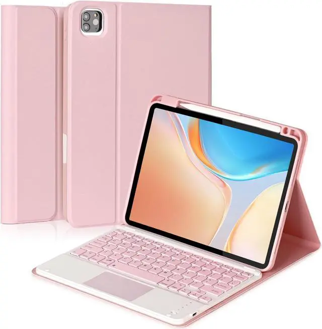 Main image of Eisuiyi Keyboard Case for iPad Pro 11" M4 2024, Detachable Touchpad BT Keyboard, Magentic Protective Cover with Pencil Holder, Full Protection, Pink