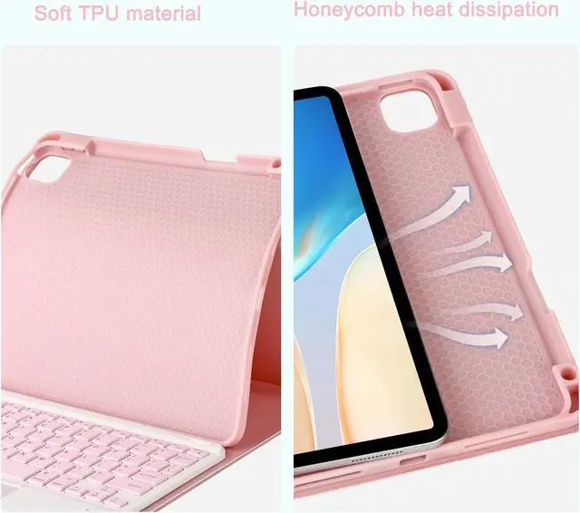Alt view image 5 of 5 - Eisuiyi Keyboard Case for iPad Pro 11" M4 2024, Detachable Touchpad BT Keyboard, Magentic Protective Cover with Pencil Holder, Full Protection, Pink