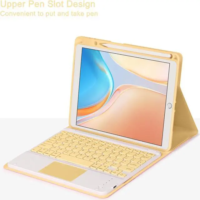 Alt view image 4 of 5 - Eisuiyi Keyboard Case for iPad 10.2" 7th/8th/9th gen, Compatible with iPad Air3/Pro10.5, Detachable Touchpad BT Keyboard, Magentic Protective Cover with Pencil Holder, Yellow