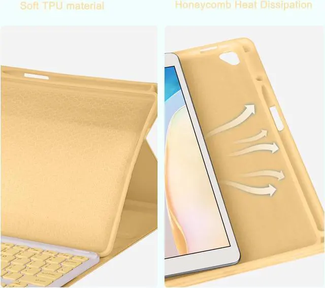 Alt view image 5 of 5 - Eisuiyi Keyboard Case for iPad 10.2" 7th/8th/9th gen, Compatible with iPad Air3/Pro10.5, Detachable Touchpad BT Keyboard, Magentic Protective Cover with Pencil Holder, Yellow