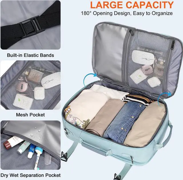 Alt view image 3 of 5 - PIJUSHI Carry on Travel Backpack for Women Large Flight Approved Personal Item Bag with USB Port Fits 16 Inch Laptop(PE035 Blue)