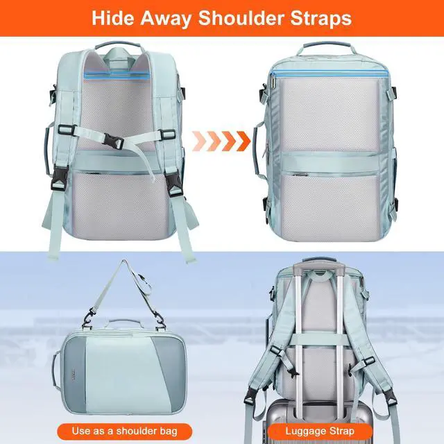 Alt view image 4 of 5 - PIJUSHI Carry on Travel Backpack for Women Large Flight Approved Personal Item Bag with USB Port Fits 16 Inch Laptop(PE035 Blue)