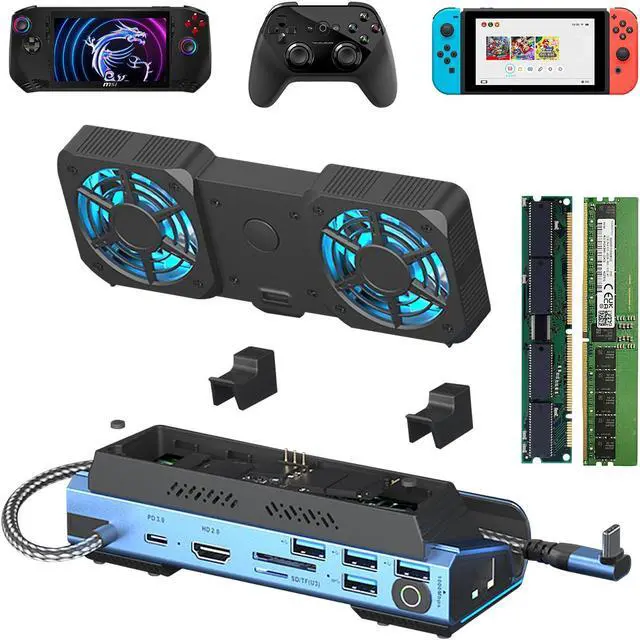 Main image of PORPEN 10-in-1 Type-c Game Docking Station for steam Deck/ROG Ally/Switch M.2 PCie nvme Hard Disk Box,USB C HUB 4K60HZ, 100w 10Gbps,Dual Fan Cooling,USB3.0 Card Reader,1000Mbps