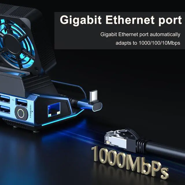 Alt view image 3 of 5 - PORPEN 10-in-1 Type-c Game Docking Station for steam Deck/ROG Ally/Switch M.2 PCie nvme Hard Disk Box,USB C HUB 4K60HZ, 100w 10Gbps,Dual Fan Cooling,USB3.0 Card Reader,1000Mbps