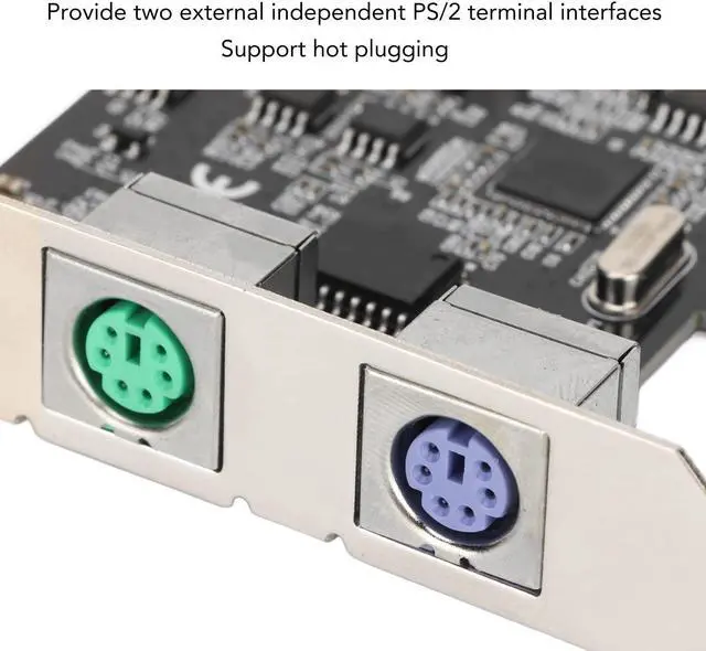 Alt view image 2 of 5 - PCIE Expansion Card, PCI Express to Port PS/2 Expansion Card, PS/2 Keyboard and Mouse Port Expansion Card Without USB Port, SATA Power Interface, for