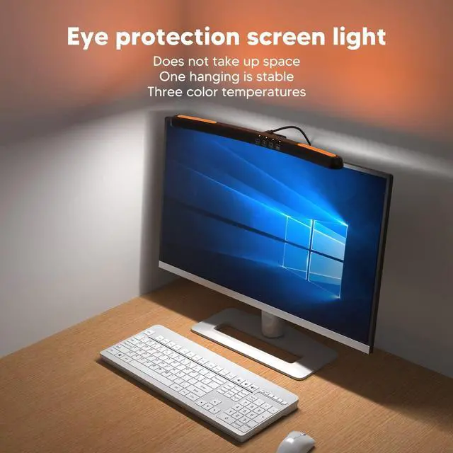 Alt view image 2 of 5 - Computer Monitor Lamp, Curved Screen Monitor Light Bar for Eye Caring, Touch Dimming, No Screen Glar e, 7 Color RGB Light Effect, USB C LED Computer Lamp for Desk,Gaming