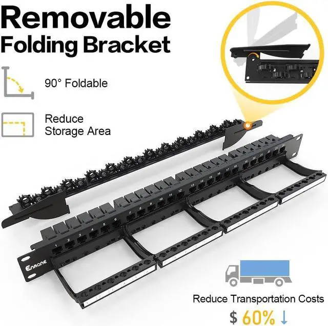 Alt view image 3 of 5 - Enmane Patch Panel 24 Port RJ45 Patch Panel CAT6 Keystone Patch Panel UTP with Smart Cable Management for 19 inch Rack Mount