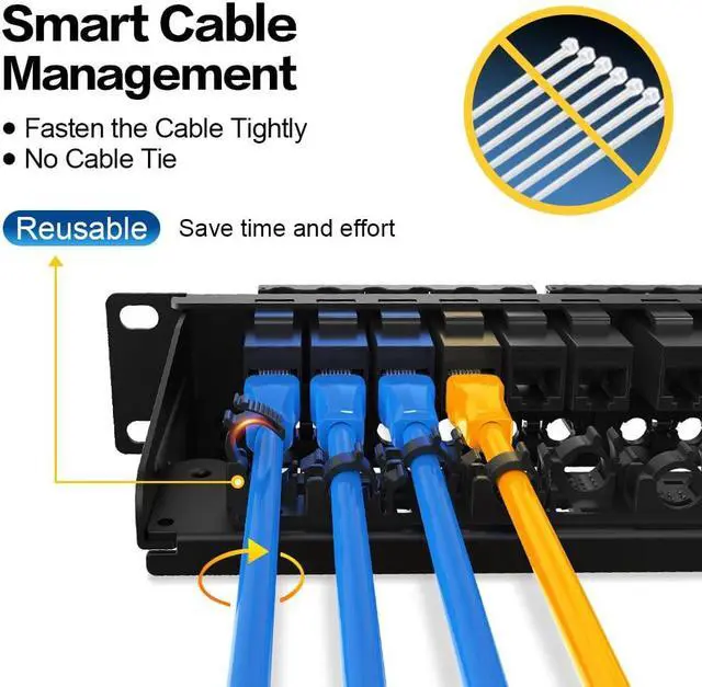 Alt view image 5 of 5 - Enmane Patch Panel 24 Port RJ45 Patch Panel CAT6 Keystone Patch Panel UTP with Smart Cable Management for 19 inch Rack Mount