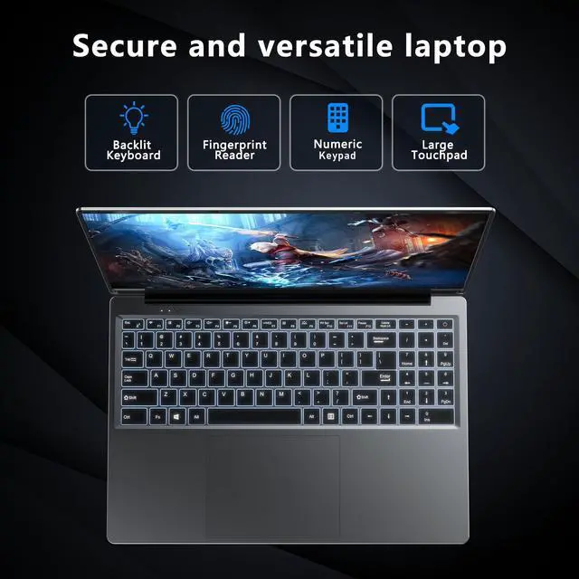 Alt view image 5 of 5 - FUNYET Gaming Laptop | 16 Inch FHD Display (1920 x 1200) | 12th N100 Laptop Computer | 16GB RAM 512GB SSD | Supports 180 Angle Opening | Bluetooth | Backlit Keyboard | Windows 11 Pro.