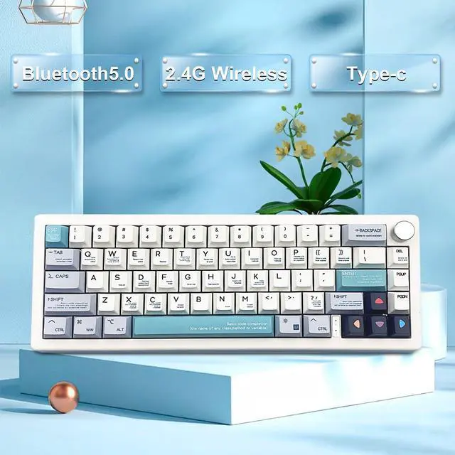 Alt view image 4 of 5 - ZMX GMK67 Keyboard Barebones Kit,Hot-Swap PCB Bluetooth 5.0/2.4G/Type-C Tri-Mode 65% Mini Custom RGB Wireless Mechanical Keyboard with Knob Gasket Mount Programmable Gaming DIY Kit (White)