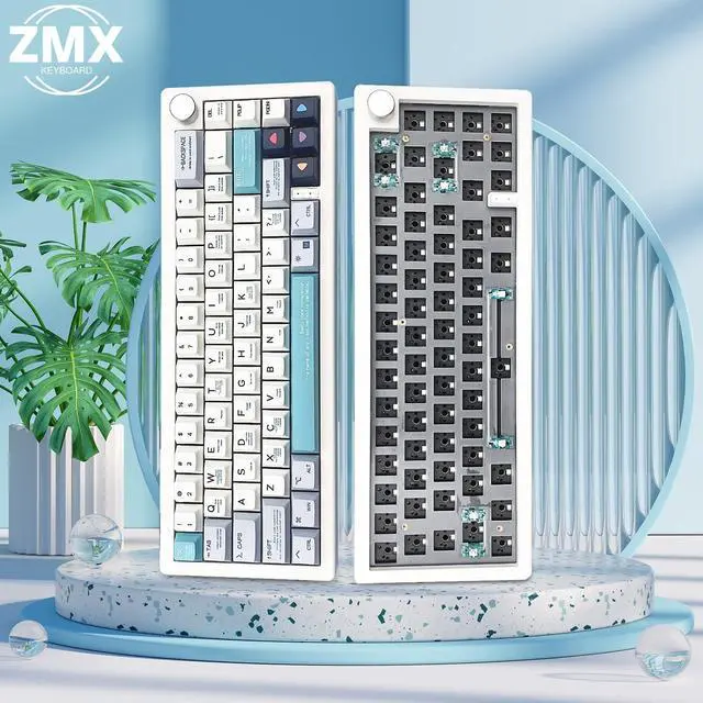 Alt view image 2 of 5 - ZMX GMK67 Keyboard Barebones Kit,Hot-Swap PCB Bluetooth 5.0/2.4G/Type-C Tri-Mode 65% Mini Custom RGB Wireless Mechanical Keyboard with Knob Gasket Mount Programmable Gaming DIY Kit (White)