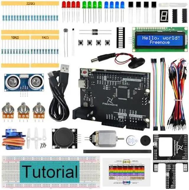Main image of Freenove Super Starter Kit with Board V5 Rev4 Mini (Compatible with Arduino IDE), Arm Cortex-M4 Microcontroller, 305-Page Detailed Tutorial, 172 Items, 60 Projects