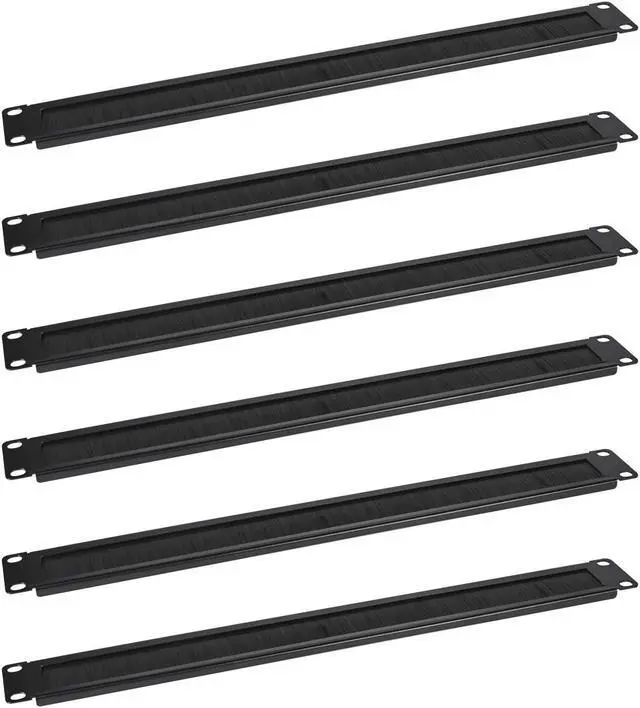 Main image of RackPath 6 Pack-1U Brush Rack Mount Panel Spacer for Cable Entry for 19in Server Rack Enclosure or Network Cabinet, Black