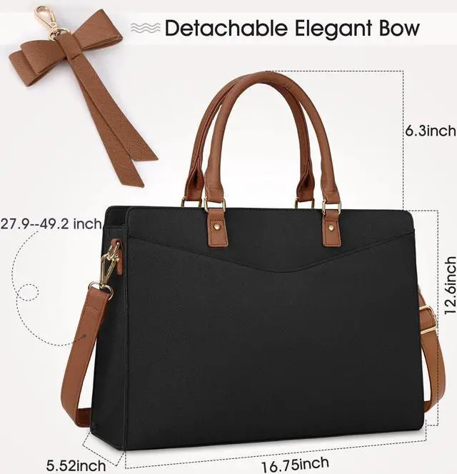 Alt view image 2 of 5 - RAINSMORE Laptop Bag for Women 15.6 Inch PU Leather Laptop Tote Bag Professional Business Office Briefcase Waterproof Work Bag Computer Tote Bag Large Lightweight Handbag Shoulder Bag