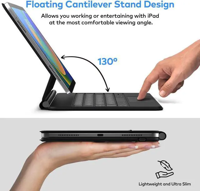 Alt view image 3 of 5 - runelk Keyboard Case for iPad 10th Generation 2022 & 11th (A16, 2025) - Magic-Style Keyboard with Multi-Touch Trackpad - Floating Cantilever Stand - Magnetic Case for iPad 10.9 inch 10th / 11th Gen.