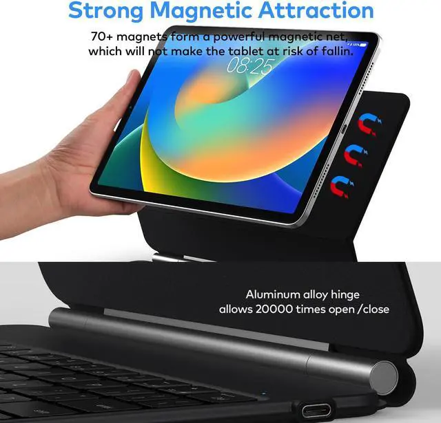 Alt view image 4 of 5 - runelk Keyboard Case for iPad 10th Generation 2022 & 11th (A16, 2025) - Magic-Style Keyboard with Multi-Touch Trackpad - Floating Cantilever Stand - Magnetic Case for iPad 10.9 inch 10th / 11th Gen.