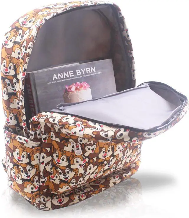 Alt view image 3 of 5 - Brown Chipmunk Friends Canvas Backpack Casual Daypack with 15 in Laptop Storage Compartment