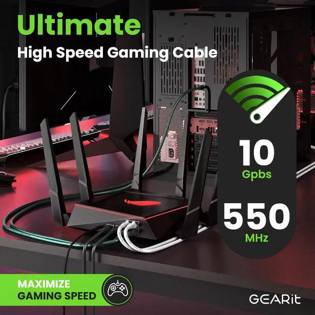 Alt view image 5 of 5 - GearIT Cat 6 Ethernet Cable (20-Pack 1 Foot) Cat6 Network Patch, 10Gbps, RJ45, Snagless Cord, Gold-Plated Connectors, Internet for PC, TV, Tablet, Router, Printer, Servers, IT Data Center - Green